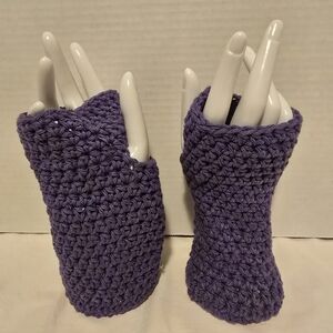 Purple Crochet Fingerless Gloves
